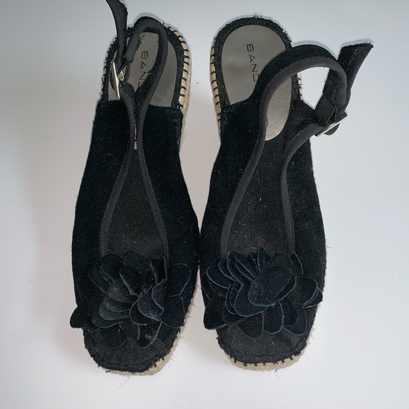 Bandolino | Espadrille Peep Toe Black/Tan Size 7 - Picture 2 of 4